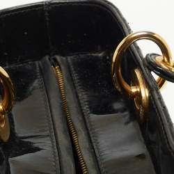 Pre Owned Dior Black Cannage Patent Leather Large Lady Dior Tote