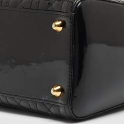 Pre Owned Dior Black Cannage Patent Leather Large Lady Dior Tote
