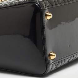 Pre Owned Dior Black Cannage Patent Leather Large Lady Dior Tote