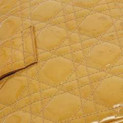 Pre Owned Dior Yellow Cannage Patent Leather Miss Dior Promenade Chain Clutch