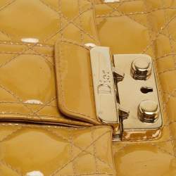 Pre Owned Dior Yellow Cannage Patent Leather Miss Dior Promenade Chain Clutch