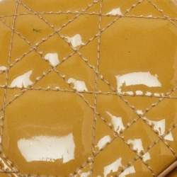 Pre Owned Dior Yellow Cannage Patent Leather Miss Dior Promenade Chain Clutch