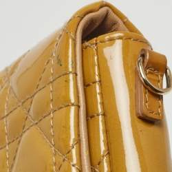 Pre Owned Dior Yellow Cannage Patent Leather Miss Dior Promenade Chain Clutch