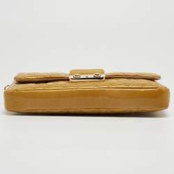 Pre Owned Dior Yellow Cannage Patent Leather Miss Dior Promenade Chain Clutch