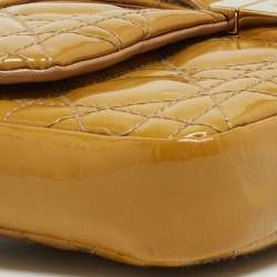 Pre Owned Dior Yellow Cannage Patent Leather Miss Dior Promenade Chain Clutch