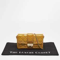 Pre Owned Dior Yellow Cannage Patent Leather Miss Dior Promenade Chain Clutch