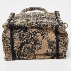 Pre Owned Dior Black Toile De Jouy Embroidery Canvas Mini Book Tote Phone Bag