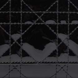 Pre Owned Dior Black Cannage Patent Leather Lady Dior Card Holder