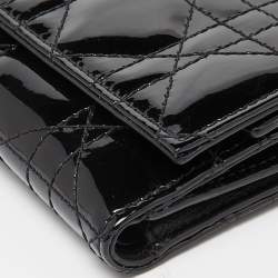 Pre Owned Dior Black Cannage Patent Leather Lady Dior Card Holder