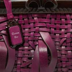 مملوكة مسبقًا Dior Purple Woven Leather Medium Limited Edition Samourai 1947 Frame Bag