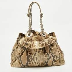 Pre Owned Dior Beige Python Le Trente Shoulder Bag