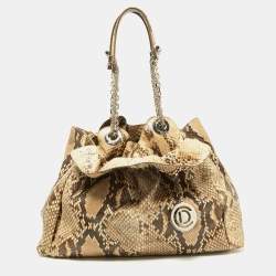 Pre Owned Dior Beige Python Le Trente Shoulder Bag