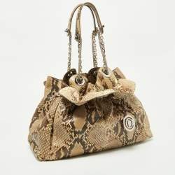 Pre Owned Dior Beige Python Le Trente Shoulder Bag