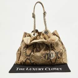 Pre Owned Dior Beige Python Le Trente Shoulder Bag