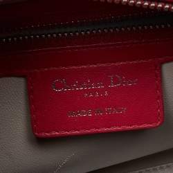 Pre Owned Dior Two Tone Pink Cannage Leather Medium Lady Dior Tote