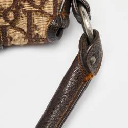 Pre Owned Dior Brown Oblique Canvas and Leather CD Logo Flap Hobo