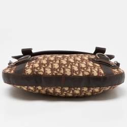 Pre Owned Dior Brown Oblique Canvas and Leather CD Logo Flap Hobo
