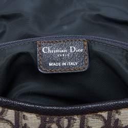 Pre Owned Dior Brown Oblique Canvas and Leather CD Logo Flap Hobo