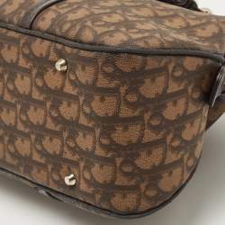 Dior Brown Oblique Coated Canvas And Leather Trotter Romantique Satchel