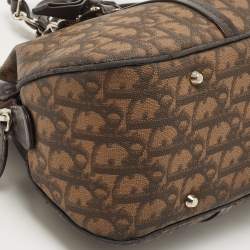 Dior Brown Oblique Coated Canvas And Leather Trotter Romantique Satchel