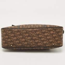 Dior Brown Oblique Coated Canvas And Leather Trotter Romantique Satchel