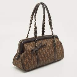 Dior Brown Oblique Coated Canvas And Leather Trotter Romantique Satchel