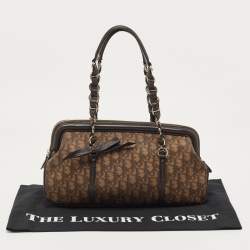 Dior Brown Oblique Coated Canvas And Leather Trotter Romantique Satchel