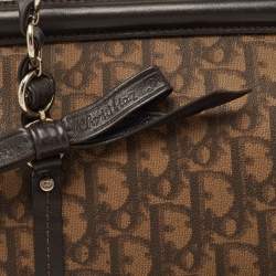 Dior Brown Oblique Coated Canvas And Leather Trotter Romantique Satchel