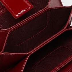 Pre Owned Dior Red Cannage Patent Leather Lady Dior 5 Gusset Card Holder