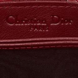 Pre Owned Dior Red Cannage Patent Leather Lady Dior 5 Gusset Card Holder