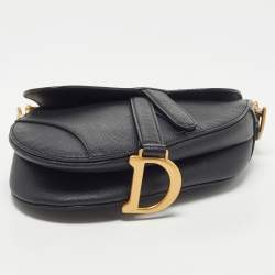 Dior Black Leather Mini Saddle Bag