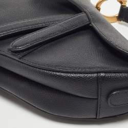 Dior Black Leather Mini Saddle Bag