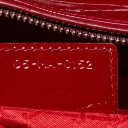Pre Owned Dior Red Cannage Patent Leather Large Lady Dior Tote