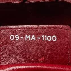 Pre Owned Dior Dark Red Cannage Leather Medium Flower Lady Dior Tote