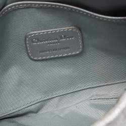 Pre Owned Dior Silver Cannage Coated Canvas Panarea Clutch