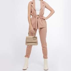 Dior Beige Leather Mini Be Dior Top Handle Bag