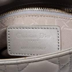 Dior Grey Cannage Leather Mini Chain Lady Dior Tote