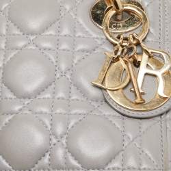 Dior Grey Cannage Leather Mini Chain Lady Dior Tote