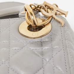 Dior Grey Cannage Leather Mini Chain Lady Dior Tote