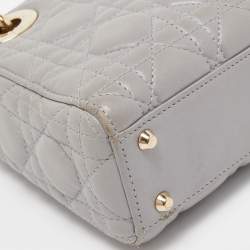 Dior Grey Cannage Leather Mini Chain Lady Dior Tote