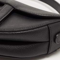 Pre Owned Dior Black Leather Mini Saddle Bag