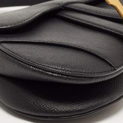 Pre Owned Dior Black Leather Mini Saddle Bag