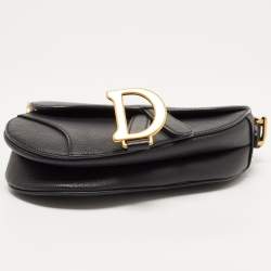 Pre Owned Dior Black Leather Mini Saddle Bag
