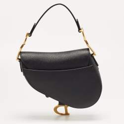 Pre Owned Dior Black Leather Mini Saddle Bag