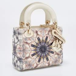 Dior Multicolor Embroidered Leather KaleiDiorscopic Mini Lady Dior Tote