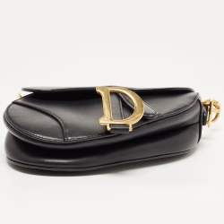 Dior Black Leather Mini Saddle Bag