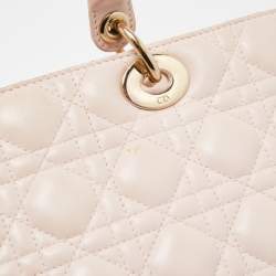 Pre Owned Dior Pink Cannage Leather Large Lady Dior Tote