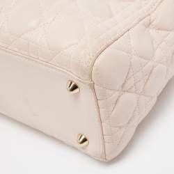 Pre Owned Dior Pink Cannage Leather Large Lady Dior Tote