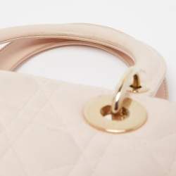Pre Owned Dior Pink Cannage Leather Large Lady Dior Tote