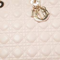 Pre Owned Dior Pink Cannage Leather Large Lady Dior Tote